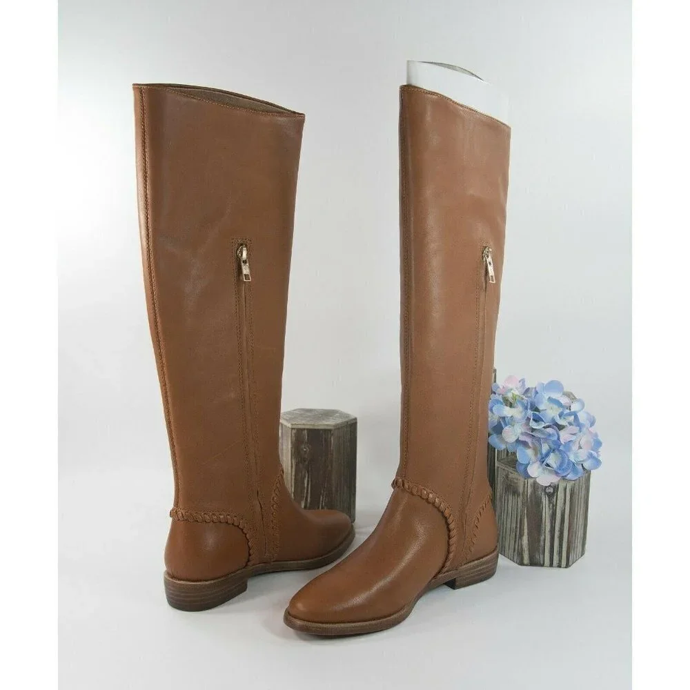 UGG Caramel Leather Gracen Whipstitch Tall Boots 6 - Picture 1 of 9